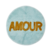 Round Floor Mat in Mint Blue with the word AMOUR By Rice DK